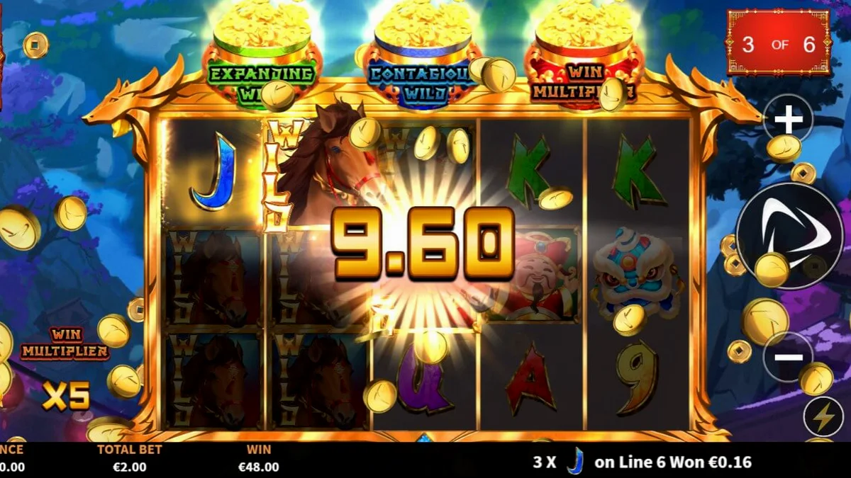 Tampilan visual slot 3 Wonders Luck of Stallion dengan tema Tahun Kuda yang meriah